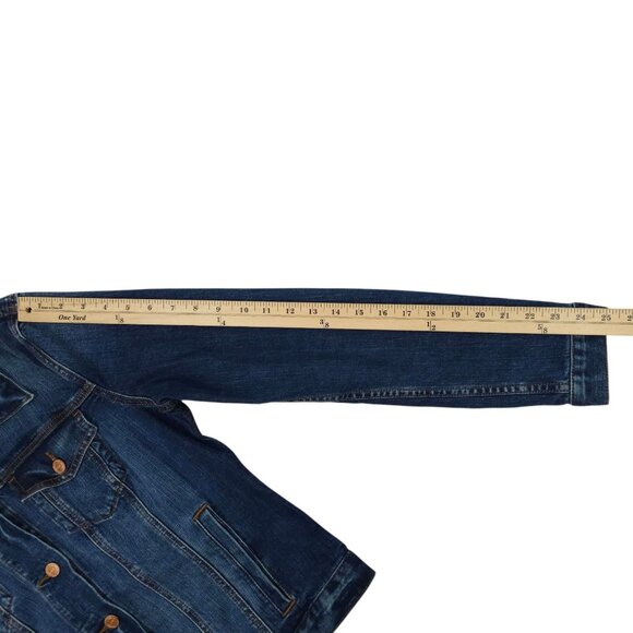 LOFT Denim Western Jacket Womens L Button Front Cropped Long Sleeve Pockets - Picture 5 of 16